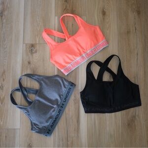 Under Armour Sports Bra Trio - Black, Gray, and Orange
